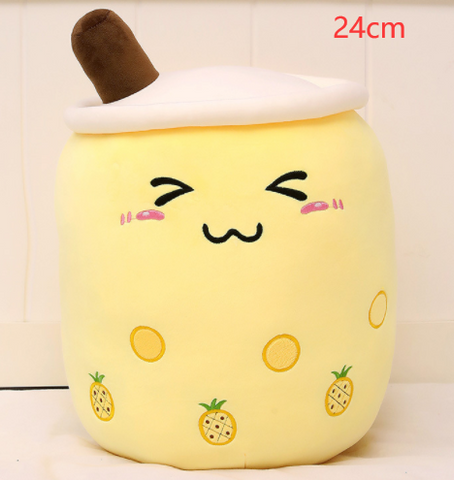 Cute Fruit Drink Plush Stuffed Soft Strawberry Milk Tea Plush Boba Tea Cup Toy Bubble Tea Pillow Cushion Kids Gift