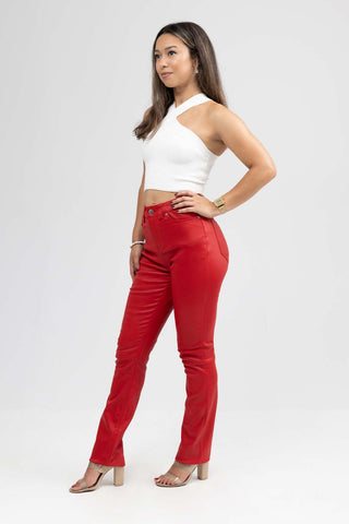 Arya Leather Pants Red