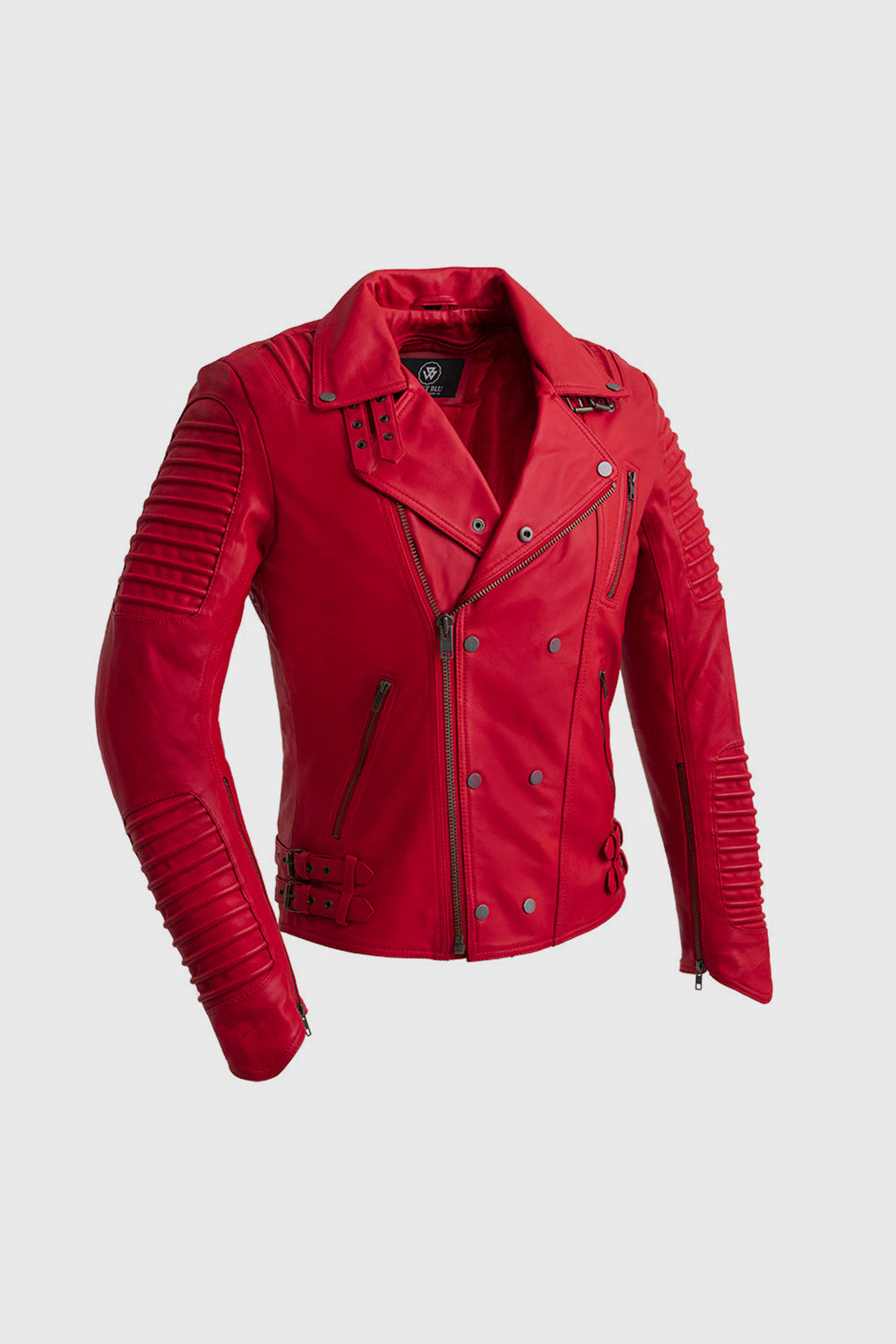 Brooklyn Mens Lambskin Leather Jacket Fire Red