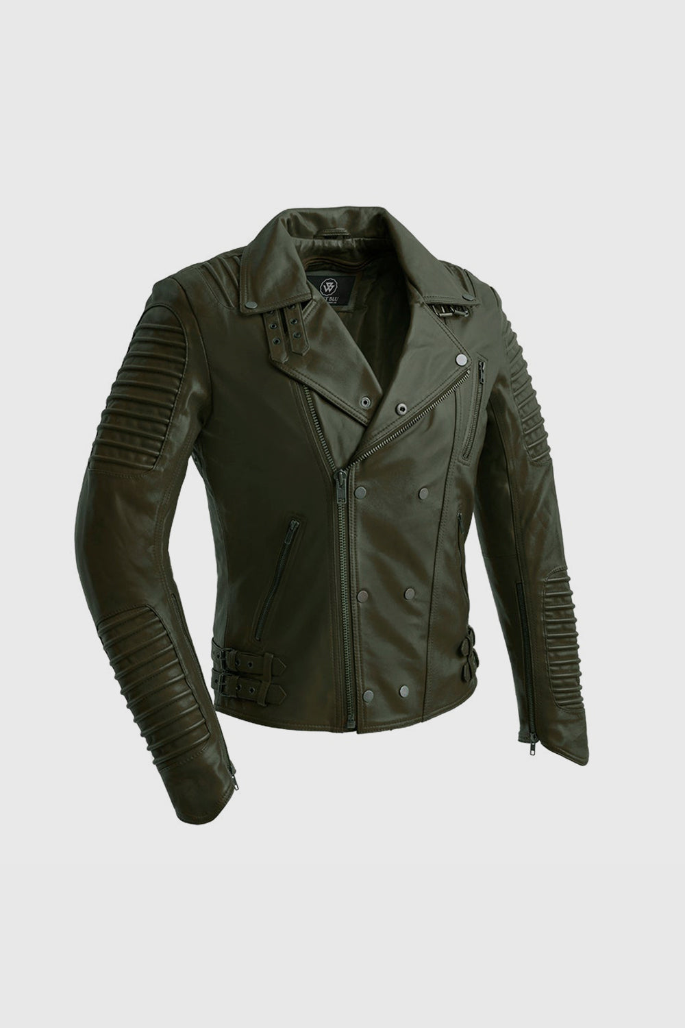 Brooklyn Mens Lambskin Leather Jacket Army Green