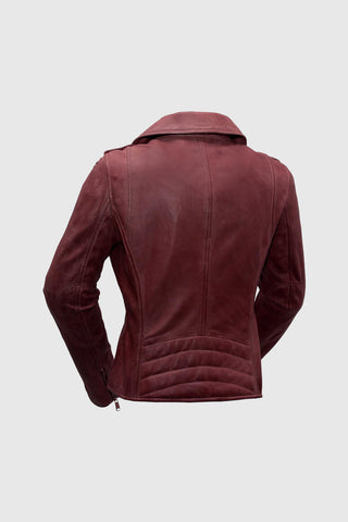 Harper Womens Moto Leather Jacket (Sangria)