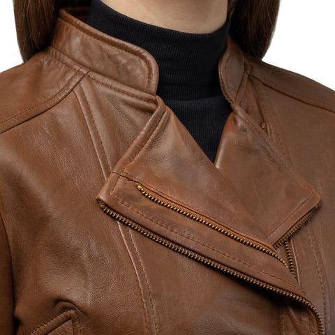 Claire Women's Asymmetrical Zipper Leather Jacket