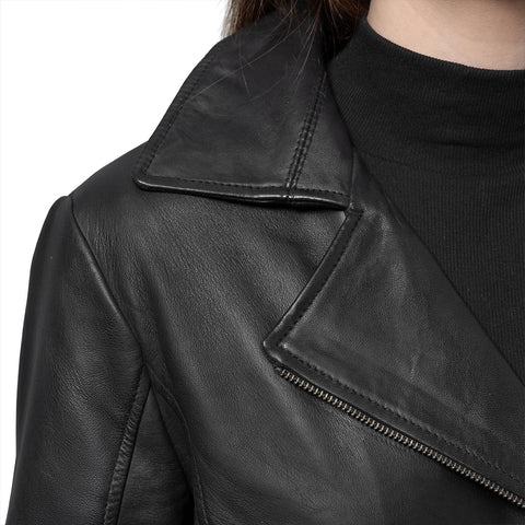 Jolene Women's Asymmetrical Zipper Leather Jacket