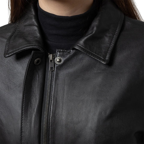 Darlene Women's Casual Cover Snap Leather Jacket