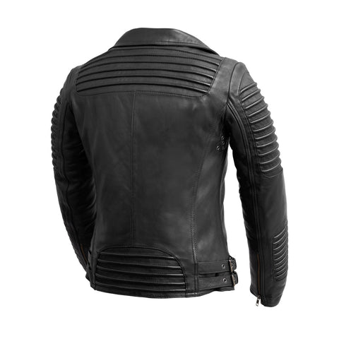 Queens Womens Fashion Leather Jacket Black