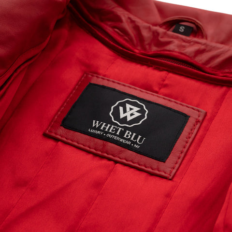 Queens Womens Fashion Leather Jacket Fire Red