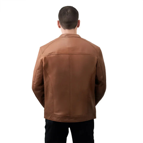 Lucas Men's Single Snap Collar Leather Jacket