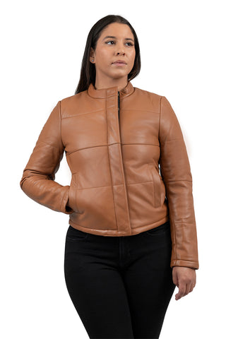 Melysa Women's Leather Puffer Jacket