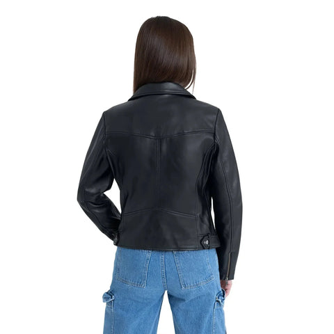 Adeline Women's Double Asymmetrical Zipper Leather Jacket