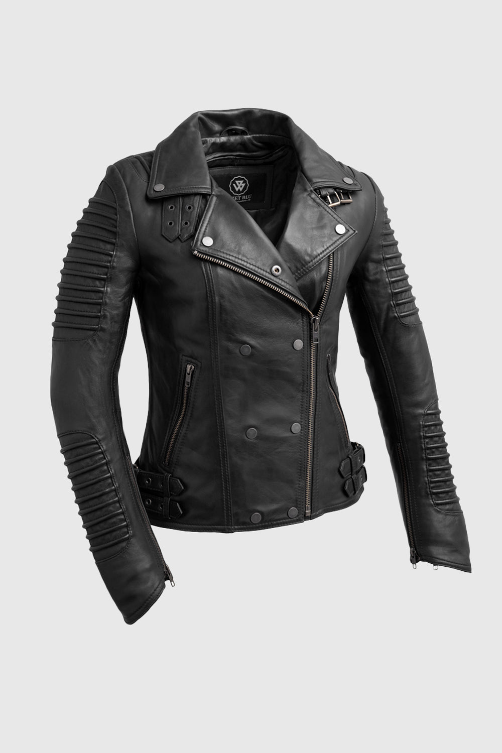 Queens Womens Fashion Leather Jacket Black