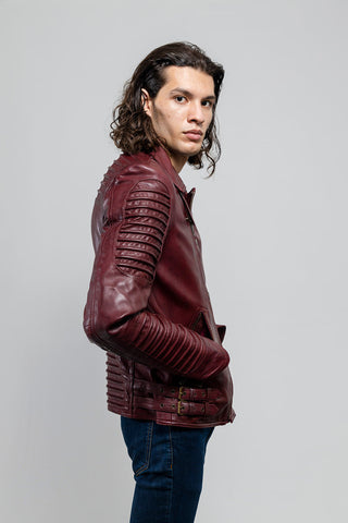 Brooklyn Mens Lambskin Leather Jacket Oxblood