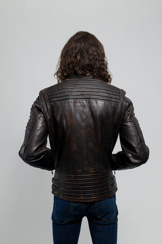 Brooklyn Mens Lambskin Leather Jacket Black Cognac