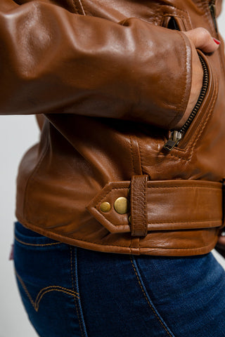 Rebel Womens Leather Jacket Whiskey