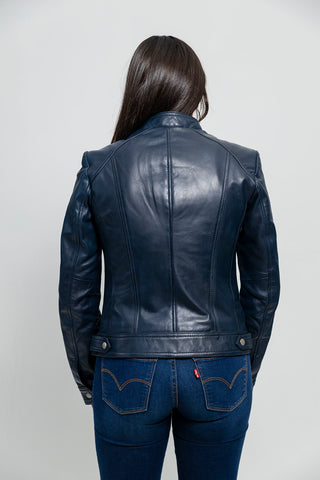 Favorite Womens Fashion Leather Jacket Blue