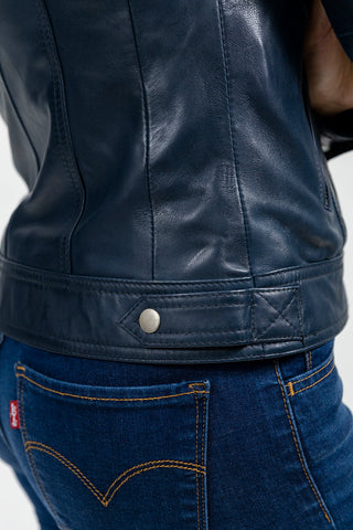 Favorite Womens Fashion Leather Jacket Blue