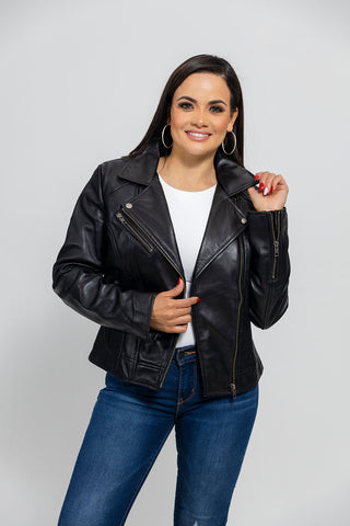 Betsy Womens Fashion Leather Jacket black