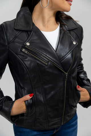 Betsy Womens Fashion Leather Jacket black