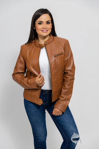 Favorite Womens Fashion Leather Jacket Whiskey