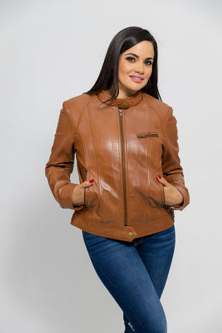 Favorite Womens Fashion Leather Jacket Whiskey