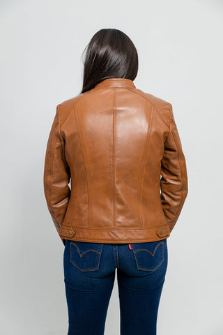 Favorite Womens Fashion Leather Jacket Whiskey