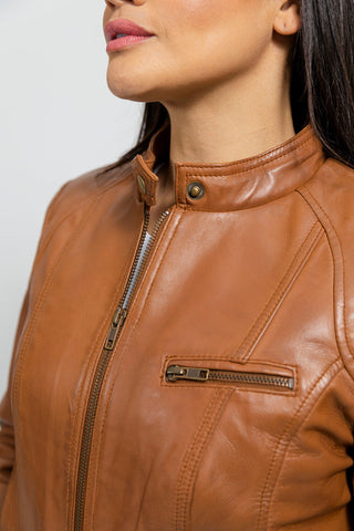 Favorite Womens Fashion Leather Jacket Whiskey