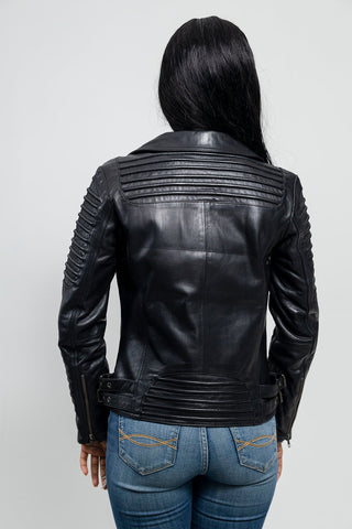 Queens Womens Fashion Leather Jacket Black