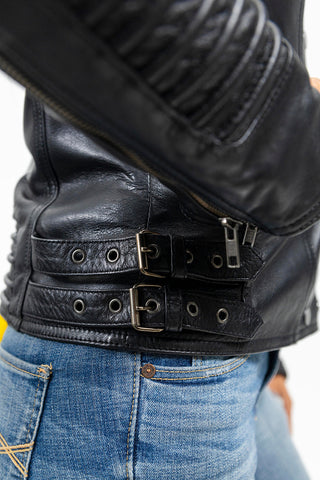 Queens Womens Fashion Leather Jacket Black