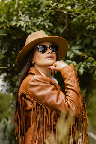 Daisy Womens Fashion Leather Jacket whiskey