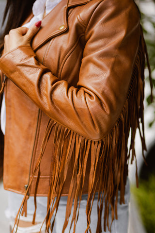Daisy Womens Fashion Leather Jacket whiskey