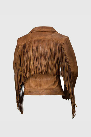 Daisy Womens Fashion Leather Jacket whiskey