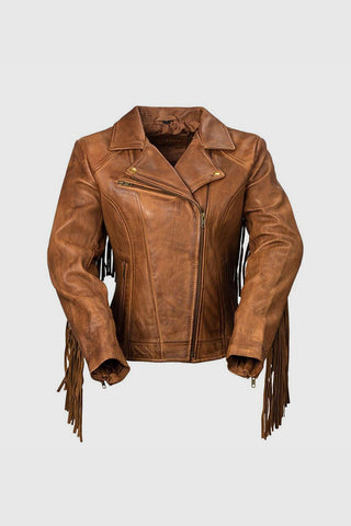 Daisy Womens Fashion Leather Jacket whiskey