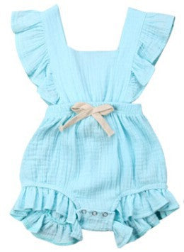 Lotus leaf lace sleeve bow baby dress