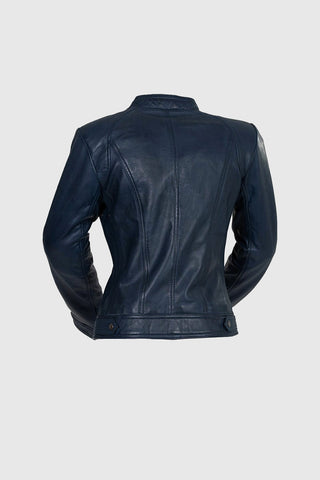 Favorite Womens Fashion Leather Jacket Blue