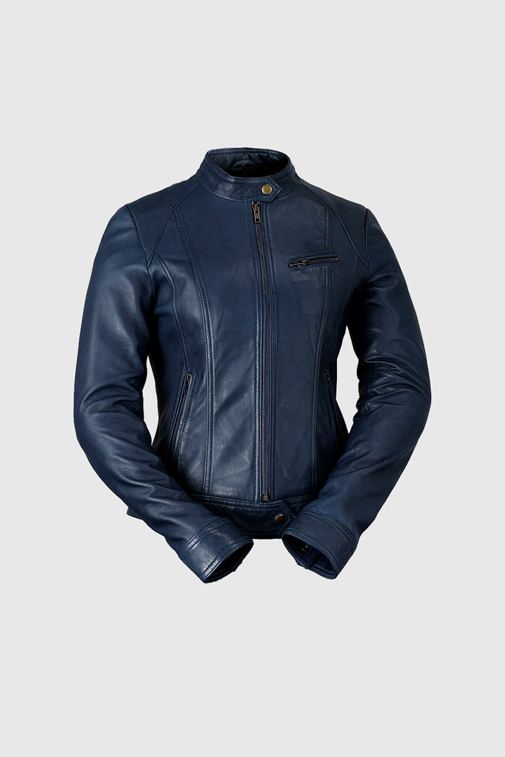 Favorite Womens Fashion Leather Jacket Blue