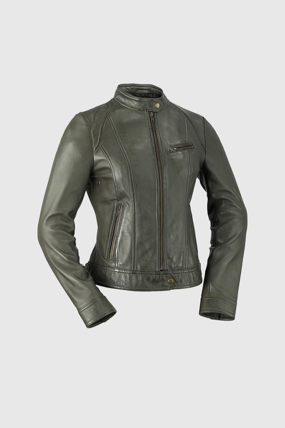 Favorite Womens Fashion Leather Jacket Army Green