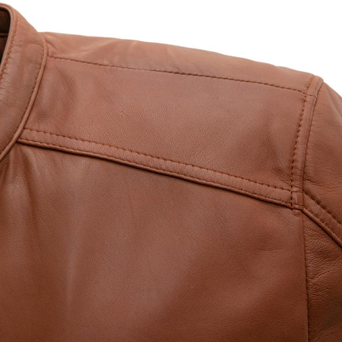 Lucas Men's Single Snap Collar Leather Jacket