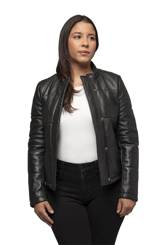 Melysa Women's Leather Puffer Jacket