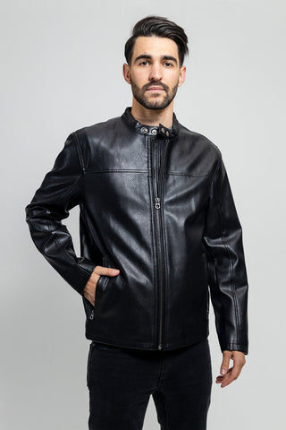 Oliver Men's Vegan Faux/Perforated Leather Jacket