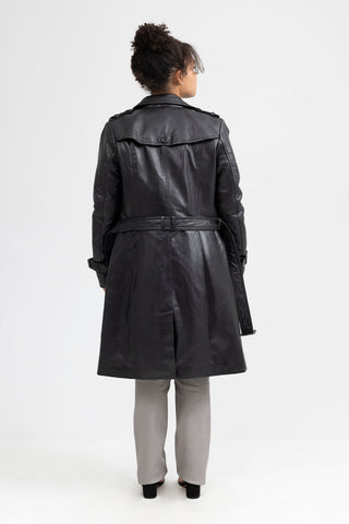 Olivia Women's Double Breasted Leather Coat