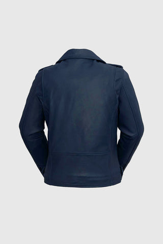 Rebel Womens Fashion Leather Jacket Navy Blue