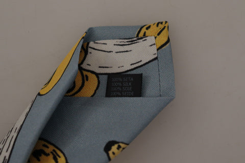 Dolce & Gabbana Elegant Blue Banana Print Silk Tie